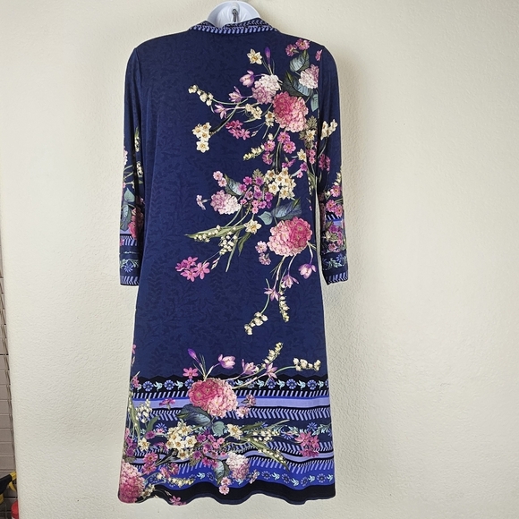 Johnny Was Willowa Polo Tunic Dress Size M Floral Boho Button Front Bamboo Blend - Picture 7 of 11